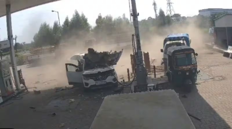 Car explodes like a bomb during CNG refilling, shocking video goes viral